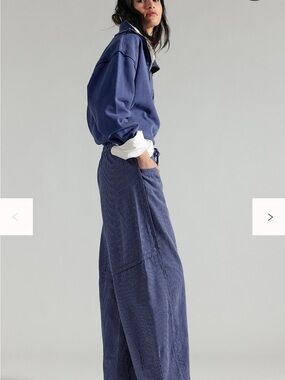 Free People Navy Something Good Pull-On Barrel Pants XS